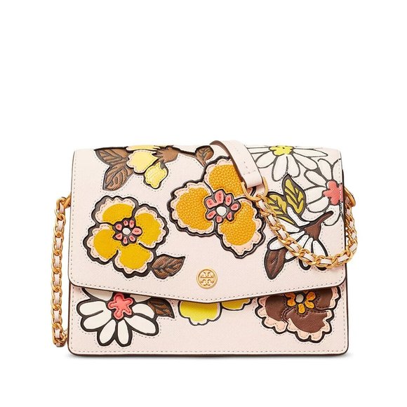 Tory Burch Handbags - Tory Burch Robinson Applique Convertible Leather Crossbody Bag Purse Pink NEW